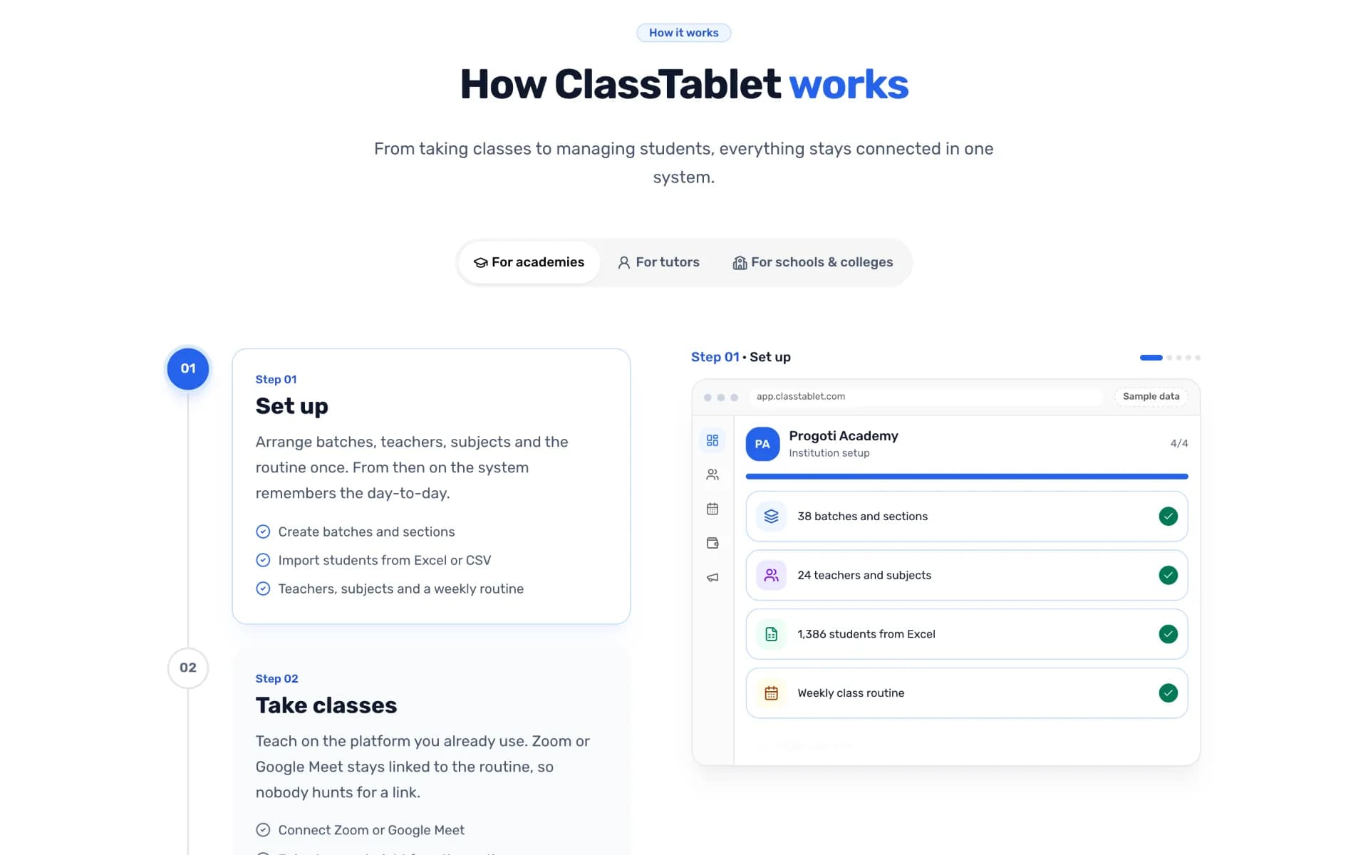 How ClassTablet works, step one: setting up an institution