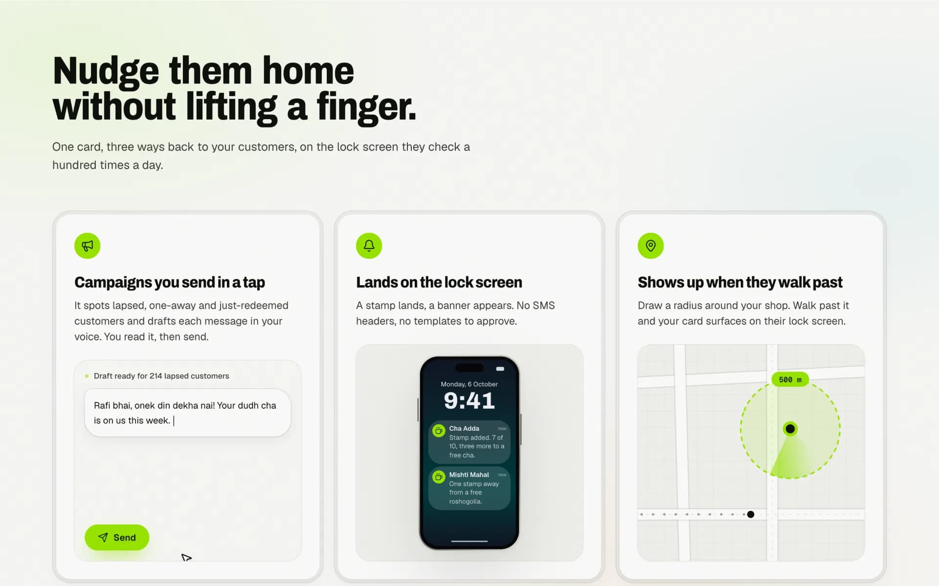 Campaigns, lock screen banners and location reminders