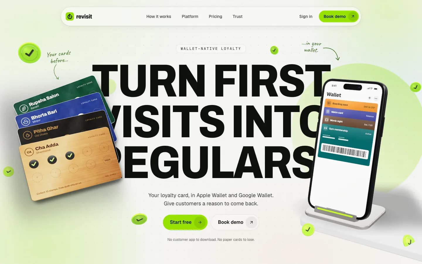 The launched Revisit landing page