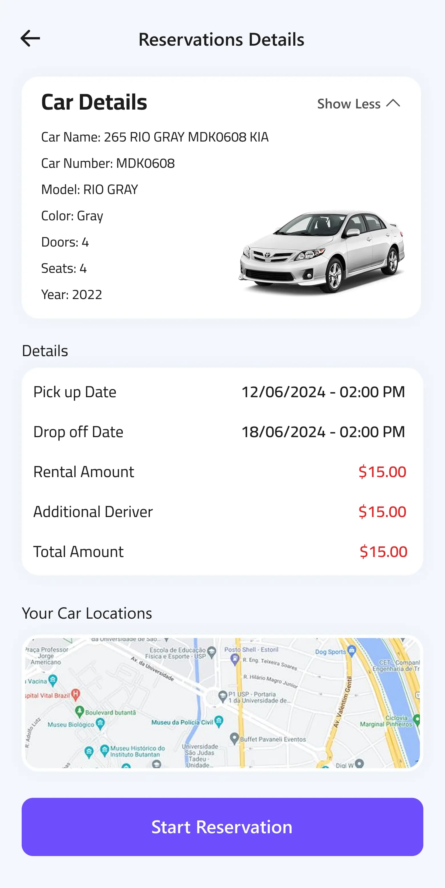SoftCar Reservation Details